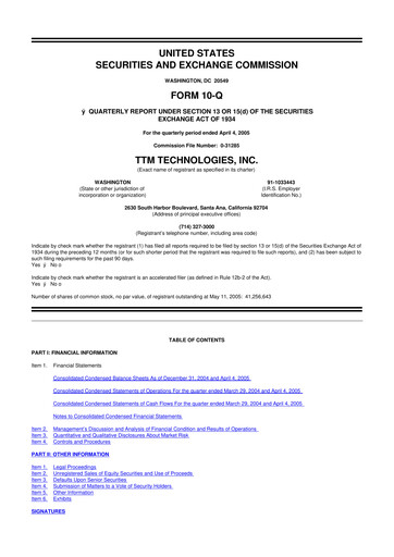 Thumbnail TTM Technologies
 10-Q Quarterly Report FY 