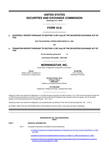 Vorschaubild Morningstar
 10-Q Quartalsbericht  