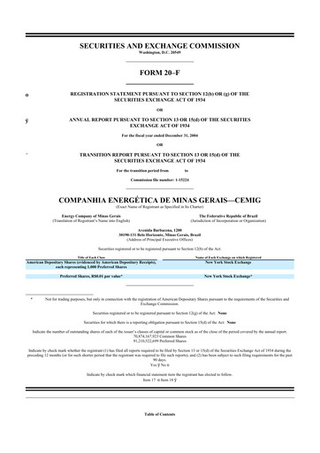 Vorschaubild Cemig 20-F Jahresbericht 