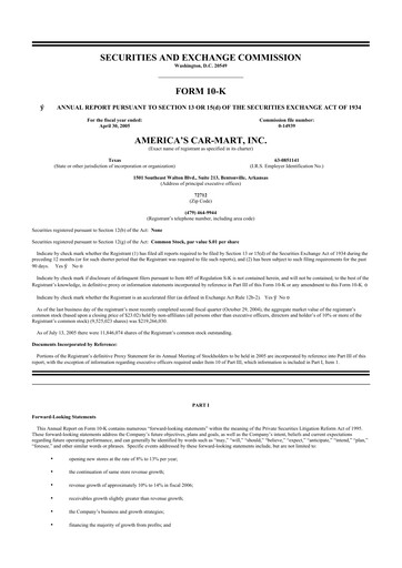 Thumbnail America's Car-Mart 10-K Annual Report 