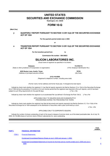 Thumbnail Silicon Labs
 10-Q Quarterly Report FY 