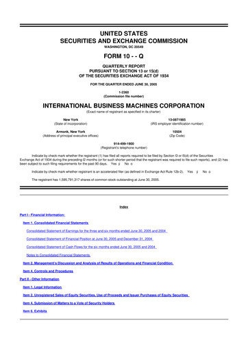 Vorschaubild IBM 10-Q Quartalsbericht  