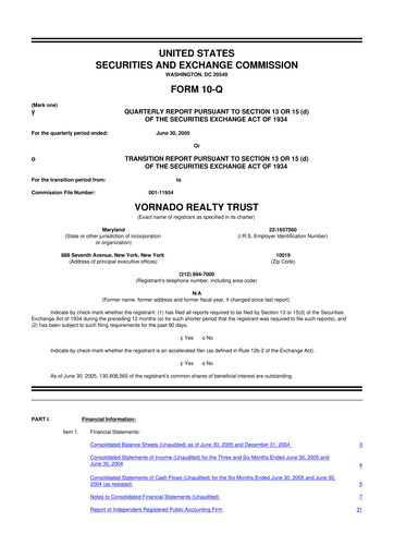 Thumbnail Vornado Realty Trust
 10-Q Quarterly Report FY 