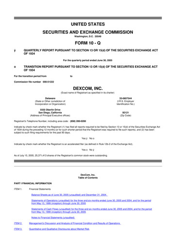 Miniature DexCom 10-Q Rapport trimestriel  