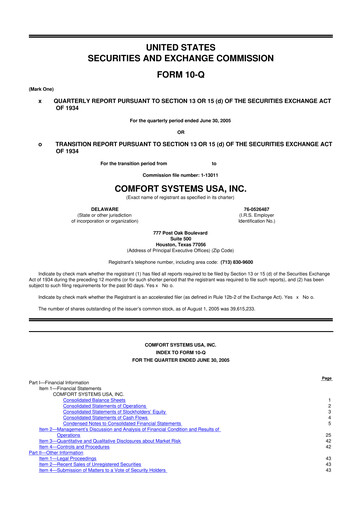 Thumbnail Comfort Systems USA 10-Q Quarterly Report FY 