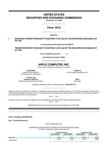 Miniature Apple 10-Q Rapport trimestriel  