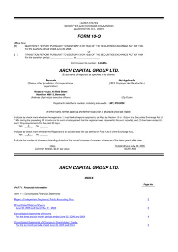 Vorschaubild Arch Capital 10-Q Quartalsbericht  