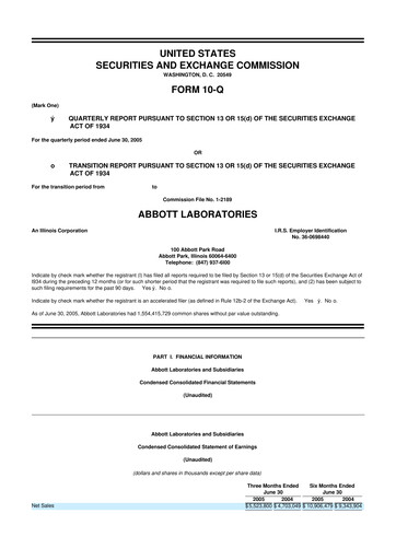 Thumbnail Abbott Laboratories 10-Q Quarterly Report FY 