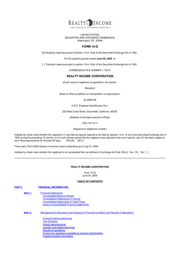 Vorschaubild Realty Income 10-Q Quartalsbericht  