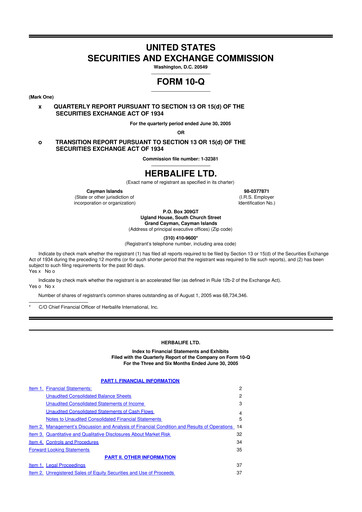 Thumbnail Herbalife 10-Q Quarterly Report FY 