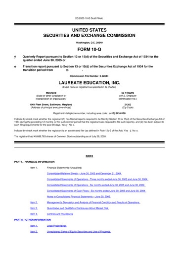 Thumbnail Laureate Education
 10-Q Quarterly Report FY 