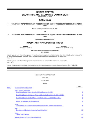 Thumbnail Service Properties Trust 10-Q Quarterly Report FY 
