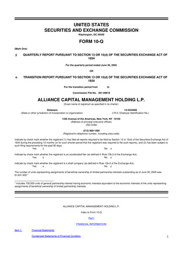 Thumbnail AllianceBernstein 10-Q Quarterly Report FY 