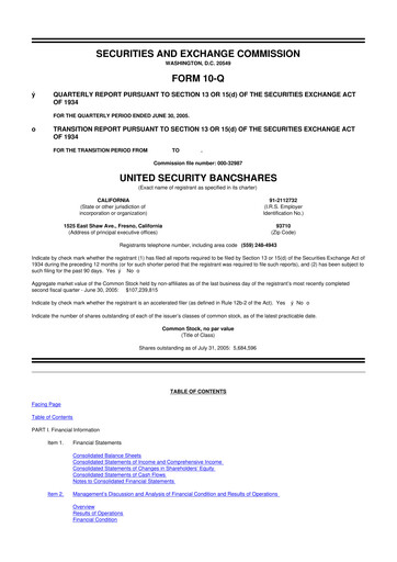 Vorschaubild United Security Bancshares 10-Q Quartalsbericht  