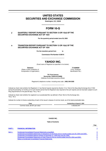 Thumbnail Yahoo Inc. 10-Q Quarterly Report FY 