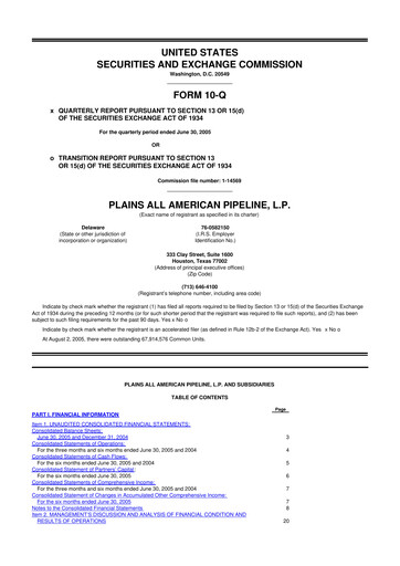 Thumbnail Plains All American Pipeline 10-Q Quarterly Report FY 