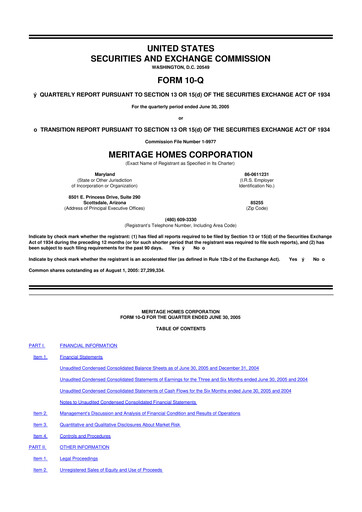 Thumbnail Meritage Homes 10-Q Quarterly Report FY 