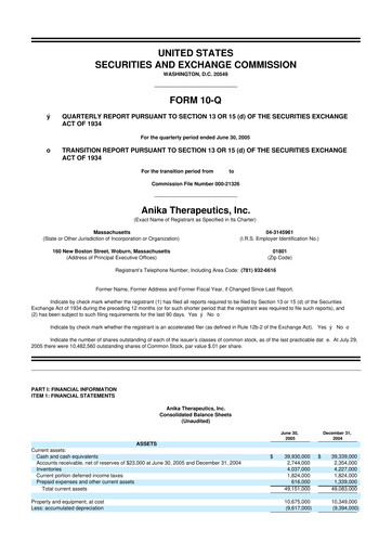 Thumbnail Anika Therapeutics 10-Q Quarterly Report FY 