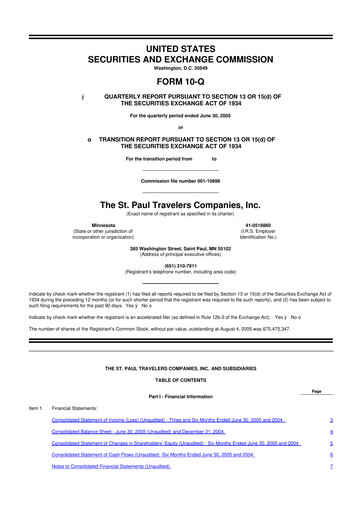 Thumbnail The Travelers Companies 10-Q Quarterly Report FY 