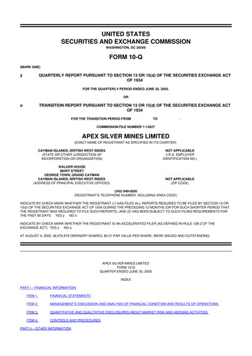 Miniature Golden Minerals
 10-Q Rapport trimestriel  