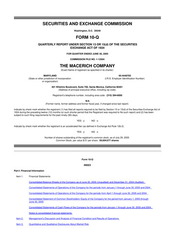 Thumbnail Macerich 10-Q Quarterly Report FY 