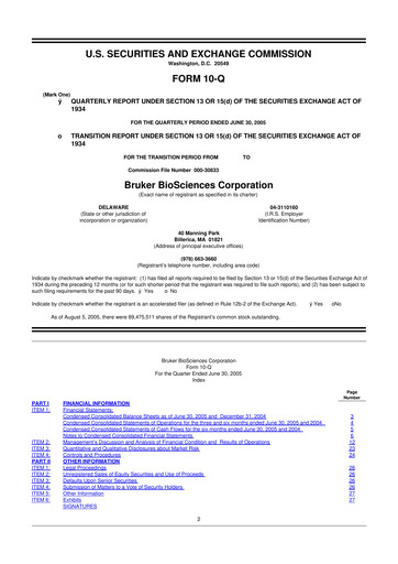 Thumbnail Bruker 10-Q Quarterly Report FY 