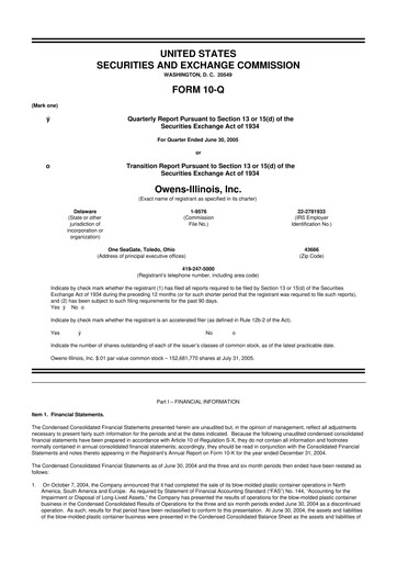 Thumbnail O-I Glass
 10-Q Quarterly Report FY 