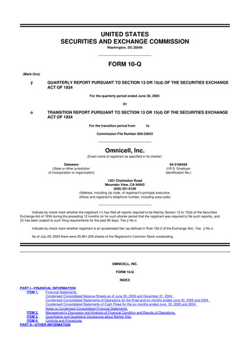 Thumbnail Omnicell
 10-Q Quarterly Report FY 