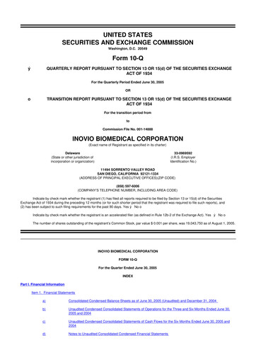 Vorschaubild Inovio Pharmaceuticals 10-Q Quartalsbericht  