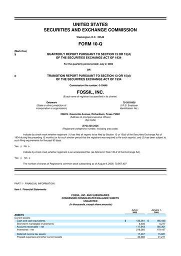 Thumbnail Fossil Group 10-Q Quarterly Report FY 