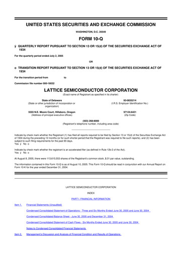 Vorschaubild Lattice Semiconductor 10-Q Quartalsbericht  