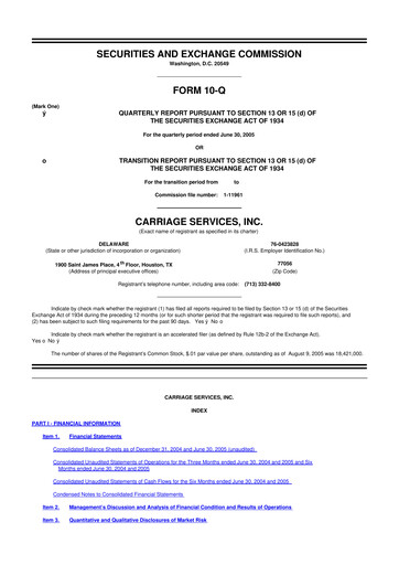 Thumbnail Carriage Services 10-Q Quarterly Report FY 