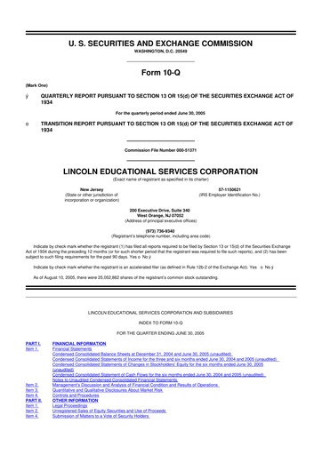 Thumbnail Lincoln Educational Services 10-Q Quarterly Report FY 