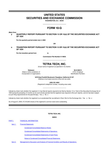Thumbnail Tetra Tech
 10-Q Quarterly Report FY 
