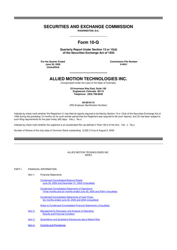 Thumbnail Allient 10-Q Quarterly Report FY 