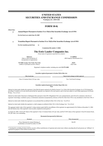 Thumbnail Estee Lauder 10-K Annual Report 