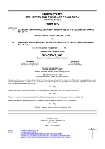 Thumbnail Synopsys 10-Q Quarterly Report FY 