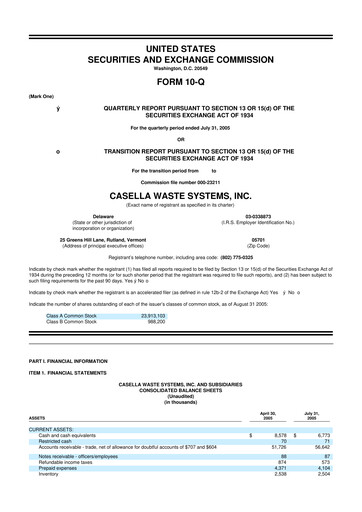 Thumbnail Casella Waste Systems
 10-Q Quarterly Report FY 