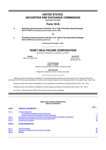 Thumbnail Tenet Healthcare 10-Q Quarterly Report FY 