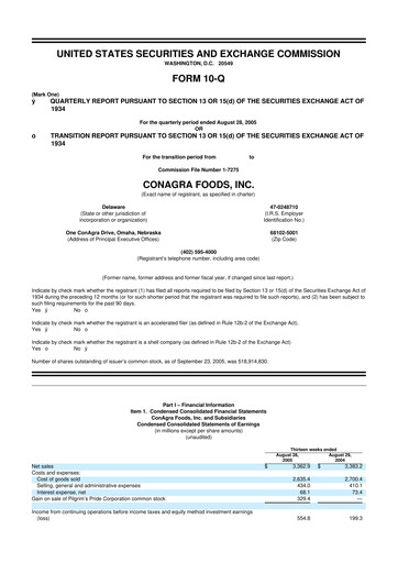 Thumbnail Conagra Brands
 10-Q Quarterly Report FY 