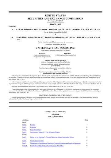 Thumbnail United Natural Foods
 10-K Annual Report 