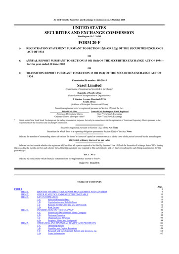 Thumbnail Sasol 20-F Annual Report 