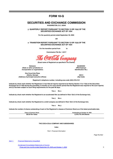 Vorschaubild Coca-Cola 10-Q Quartalsbericht  