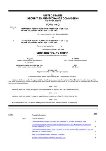 Thumbnail Vornado Realty Trust
 10-Q Quarterly Report FY 