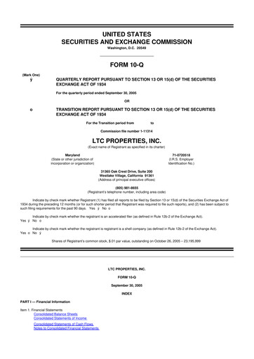 Thumbnail LTC Properties 10-Q Quarterly Report FY 
