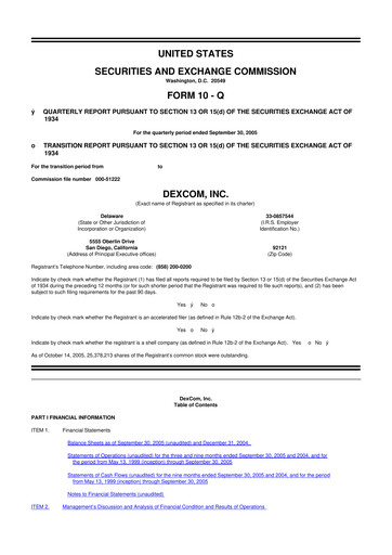 Miniature DexCom 10-Q Rapport trimestriel  