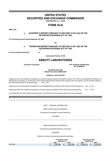 Thumbnail Abbott Laboratories 10-Q Quarterly Report FY 