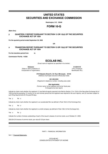 Miniature Ecolab 10-Q Rapport trimestriel  