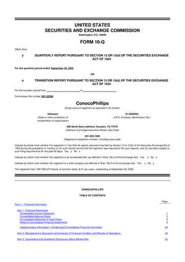 Thumbnail ConocoPhillips 10-Q Quarterly Report FY 