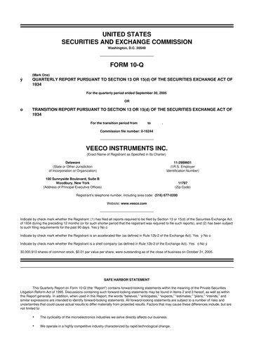 Thumbnail Veeco
 10-Q Quarterly Report FY 